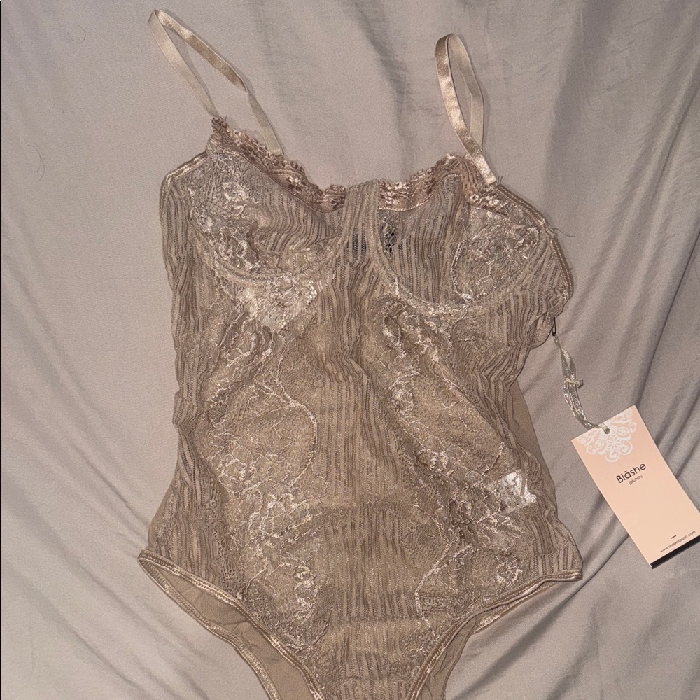 Beige Lace Bodysuit